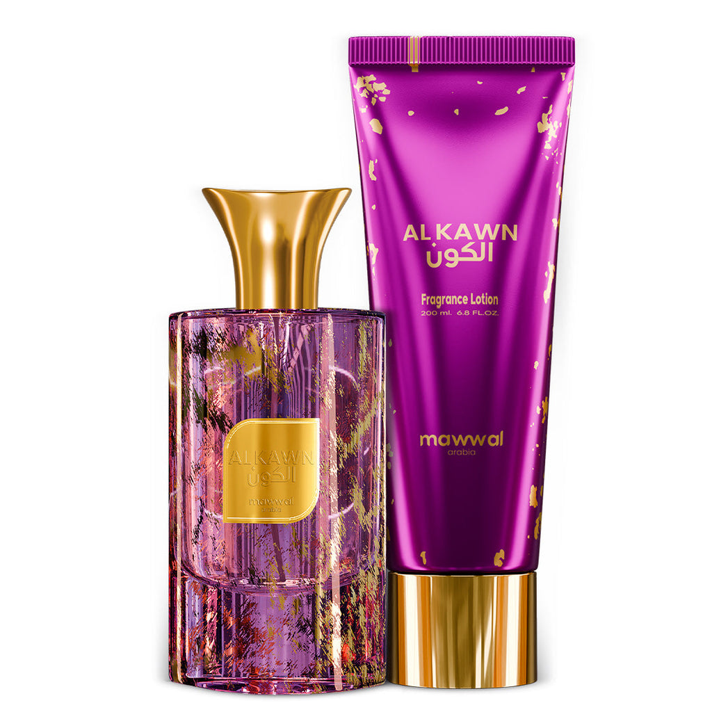 Kit Unissex Alkawn Mawwal Arábia – Perfume e Hidratante Corporal