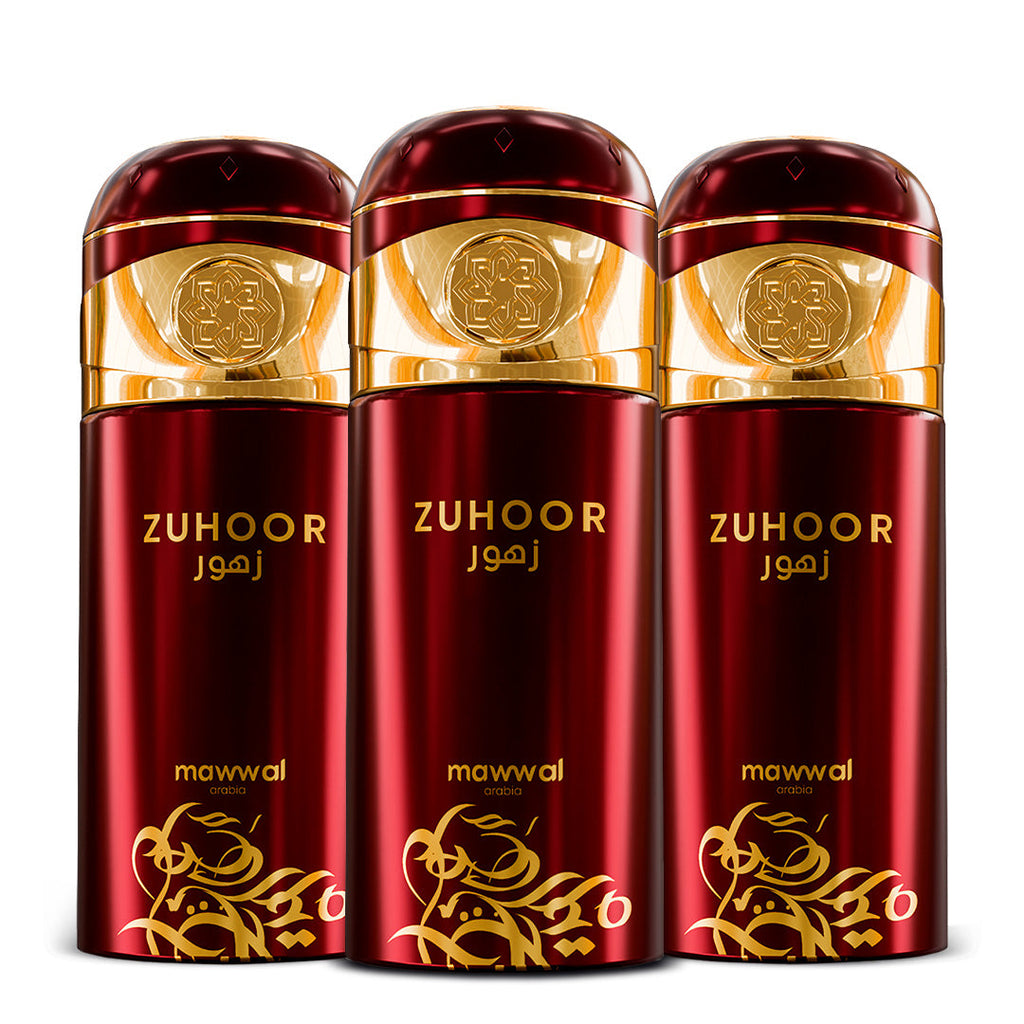 Kit 3 Perfumes Spray Mawwal Zuhoor Feminino 250ml