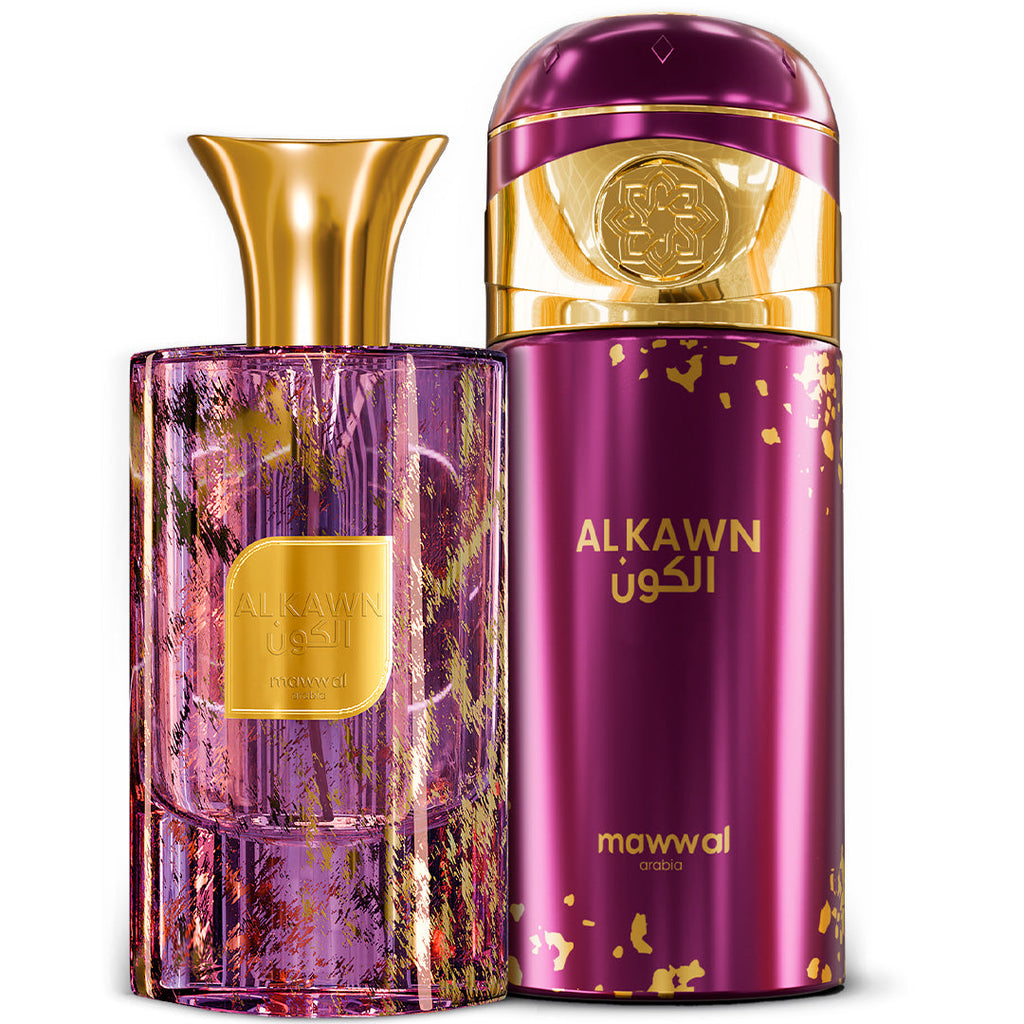 Kit Unissex Alkawn Mawwal Arábia – Perfume, Hidratante Corporal e Spray