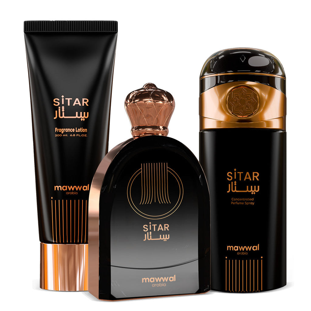 Kit Feminino Sitar Mawwal Arábia – Perfume, Hidratante Corporal e Spray