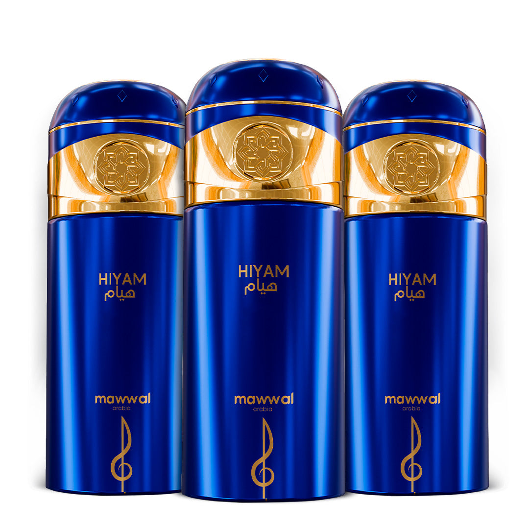 Kit 3 Perfumes Spray Mawwal Hiyam Masculino 250ml